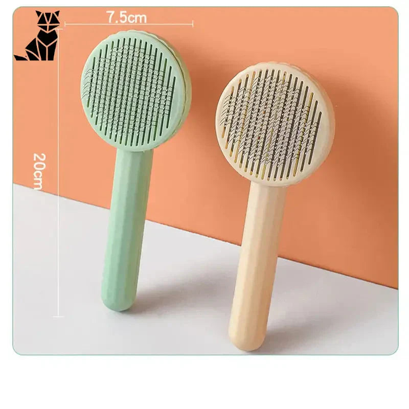 Paire de brosses à cheveux en bois avec poignées vertes - Peigne à chat, design ergonomique pour le toilettage