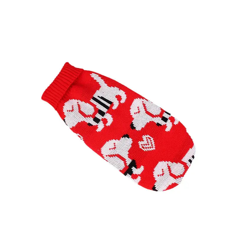 Pull rouge festif pour chien avec motif blanc et noir - Pull de Noël pour chat : Winter Douceur