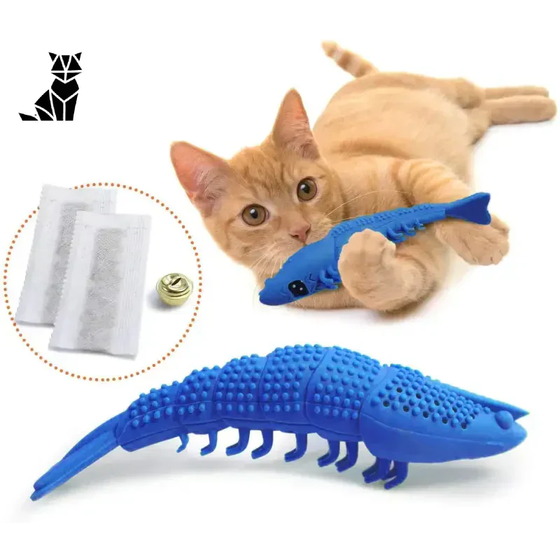 Un chat jouant avec un jouet en forme de crocodile - Brosse à dents pour chats : La santé bucco-dentaire en toute simplicité (brosse à dent)