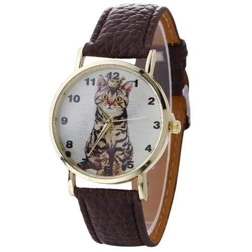 Montre Chat Reine: élégance Et Fonctionnalité Pour Femmes - Marron Transparent Background