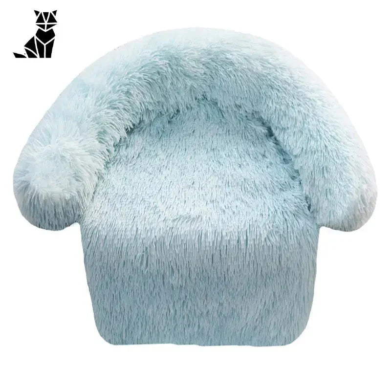 Chaise bleue avec fourrure sur canapé pour chien en tissu feutré pour un repos douillet