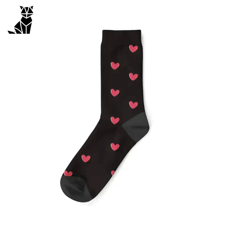 Chaussettes noires avec cœurs roses de Personalized Cat Socks : Un style unique pour vos pieds