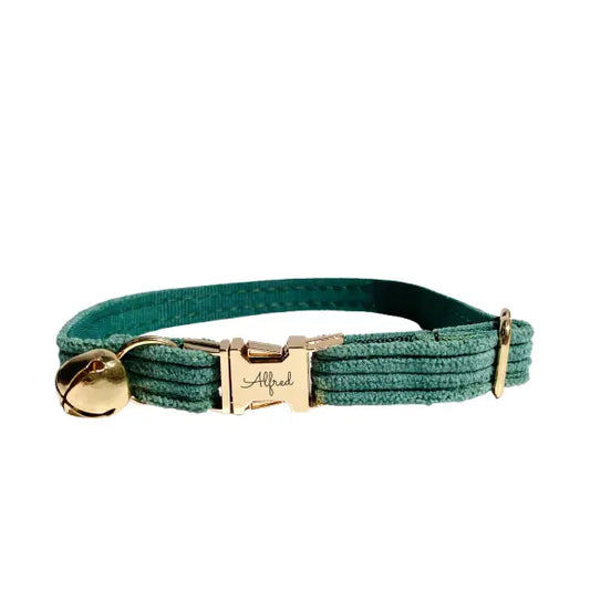 Collier Chat Personnalisé Velours Vert Transparent Background