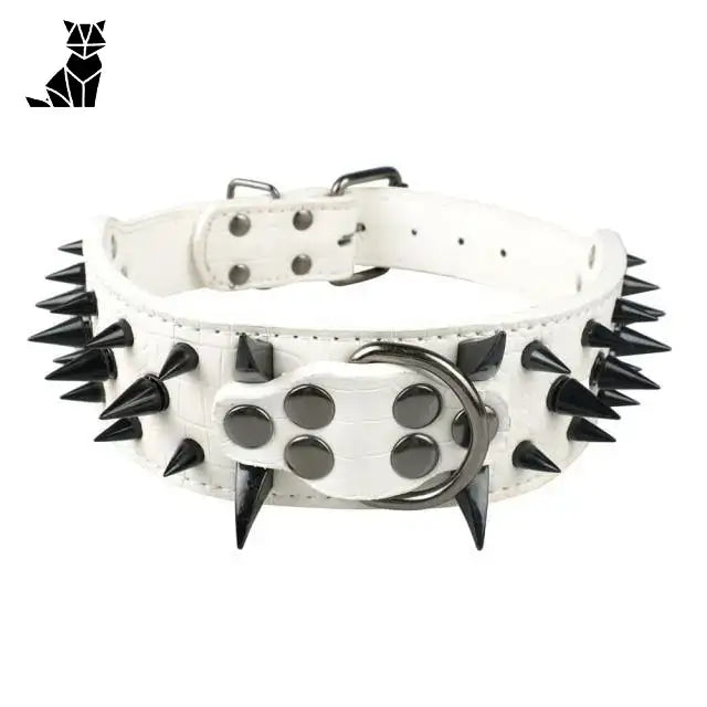 Collier Chien Clouté Ajustable Ultra Confortable Blanc 1