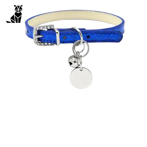 Collier pour chien en cuir bleu avec breloque en argent - Collier pour chat en cuir personnalisé par Animal Lovers