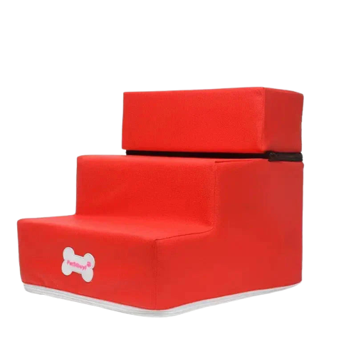 Trois marches pour petits chiens : Chaise rouge avec bouton blanc Transparent Background