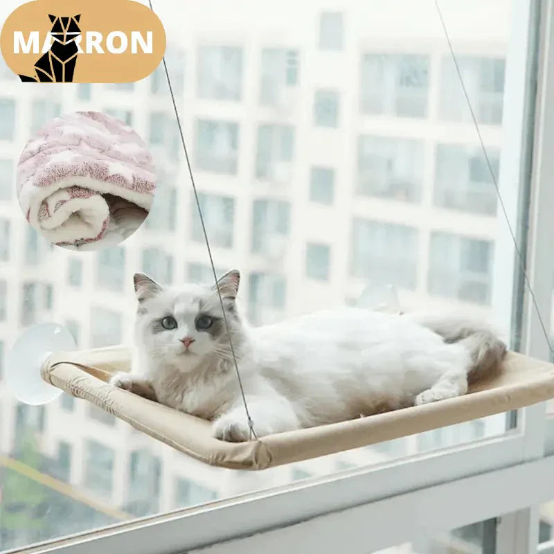 Chat se prélassant sur un lit Hamacat douillet près de la fenêtre, parfait pour le confort des animaux