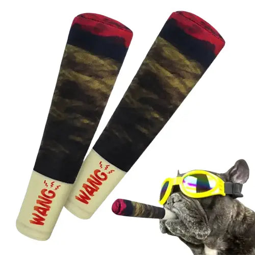 Chat en lunettes avec cigare jouet à mâcher avec couinement - parfait animal de compagnie jouet ! Transparent Background