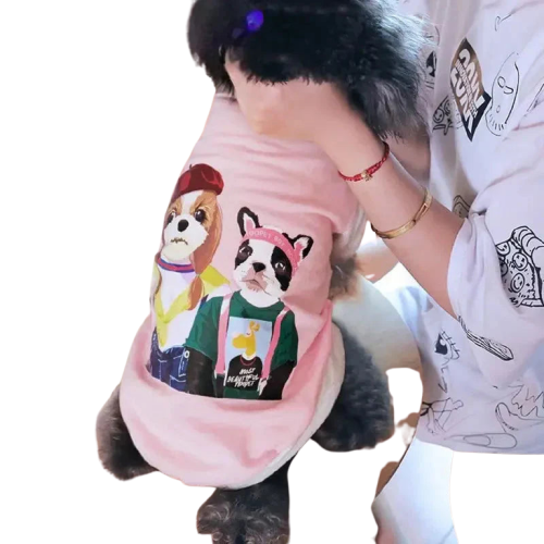 Chien en chemise rose avec graphique femme, manteau chaud pour chien avec capuche, veste chaude pour animaux Transparent Background