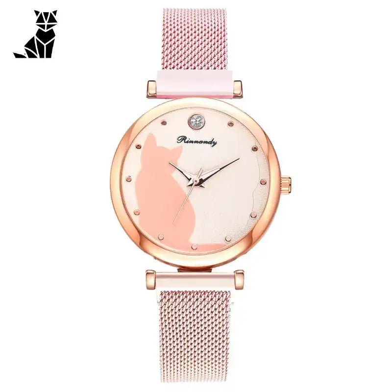 Montre Chat Au Sublime Cadran Doré Pour Un Style Irrésistible - Rosé