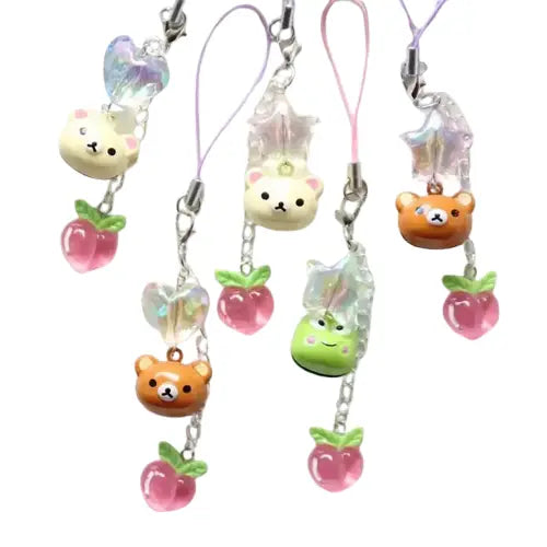 Porte-clés kawaii avec breloques en forme d’animaux de dessins animés, inspirés des thèmes de la pêche/anté Transparent Background