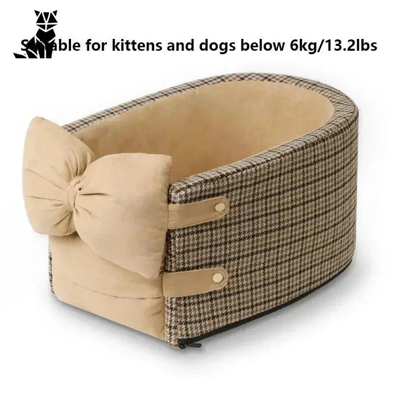 Siège auto Ultimate Comfort pour chien : Lit luxueux pour chien avec nœud pour une relaxation ultime